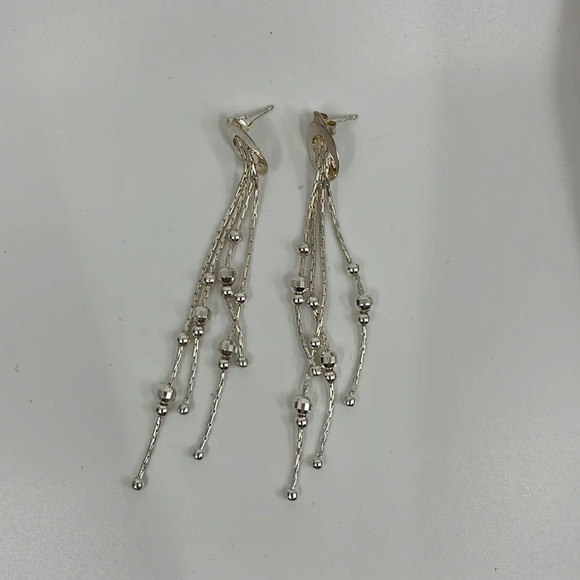 ATI Thailand Vintage 925 Sterling Silver Beaded Feather Tassel Earrings - Picture 4 of 9